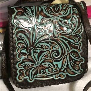 Patricia Nash Tooled Turquoise Crossbody NWT